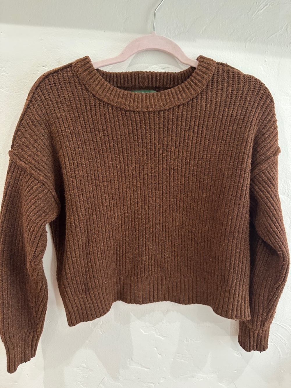 American Eagle Outfitters Brown Ribbed Crewneck Sweater